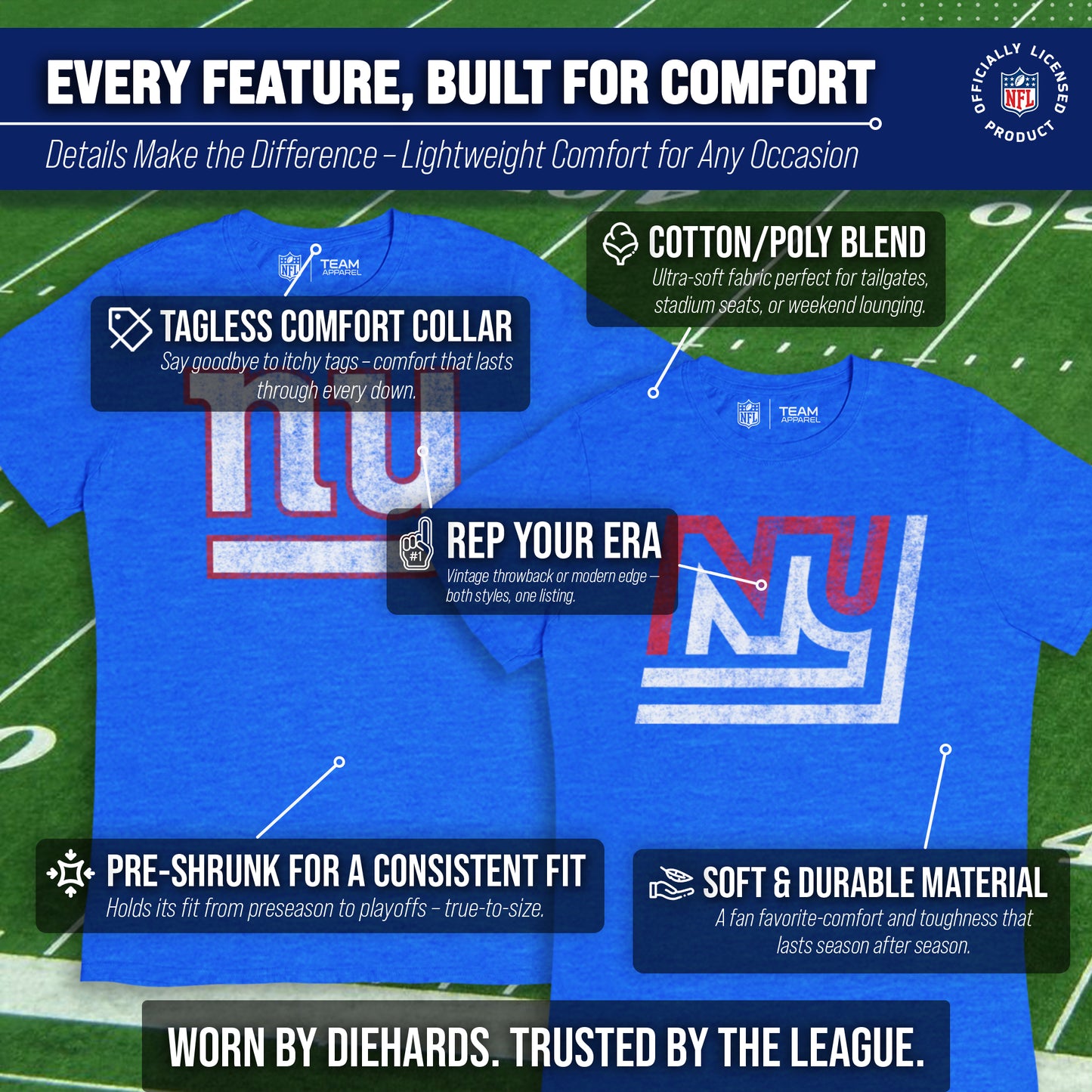 New York Giants NFL Modern Throwback T-shirt - Team Color