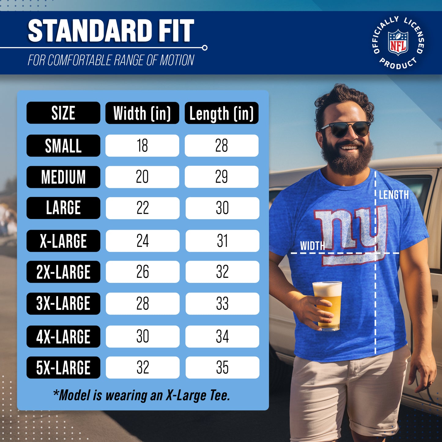 New York Giants NFL Modern Throwback T-shirt - Team Color