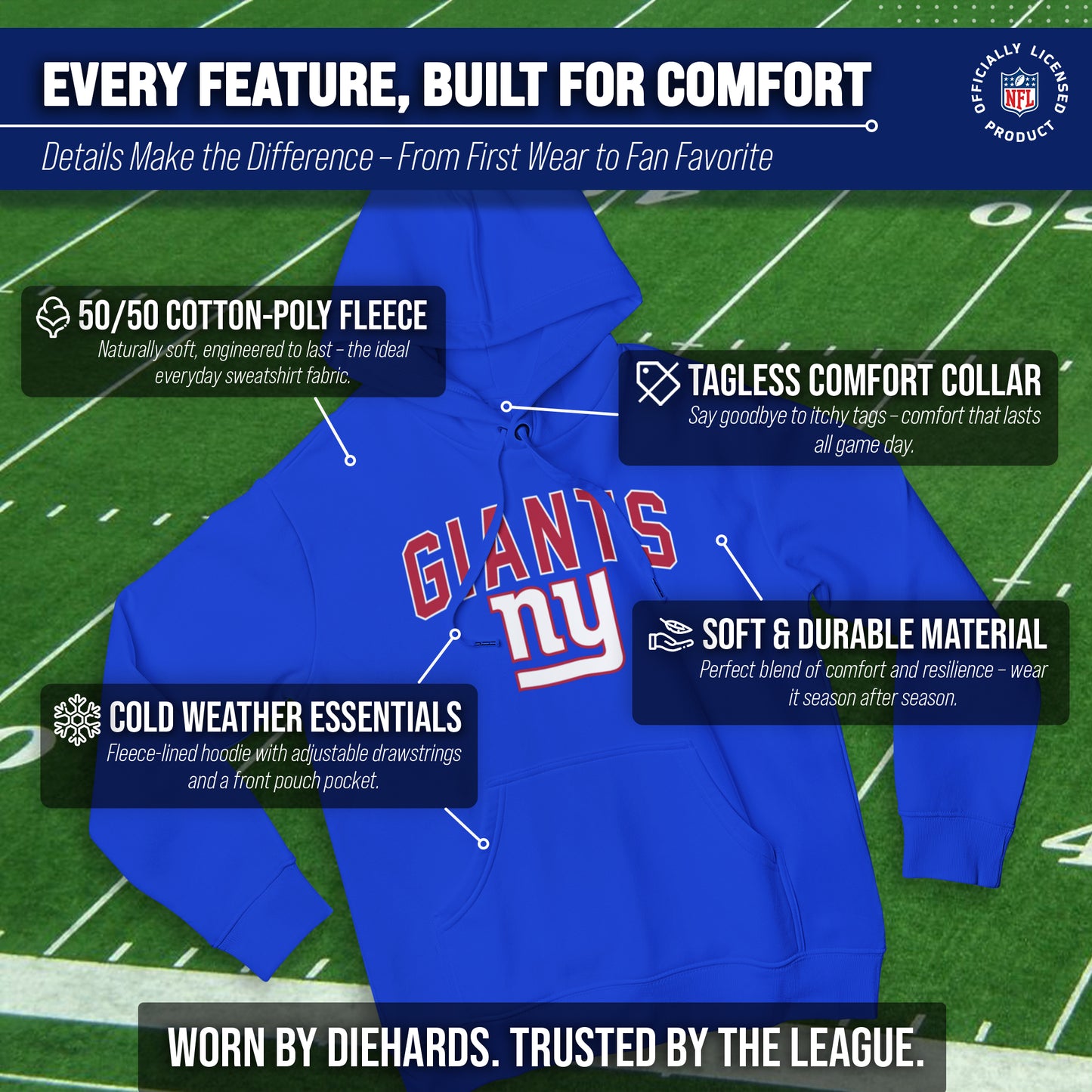 New York Giants NFL Home Team Hoodie - Royal
