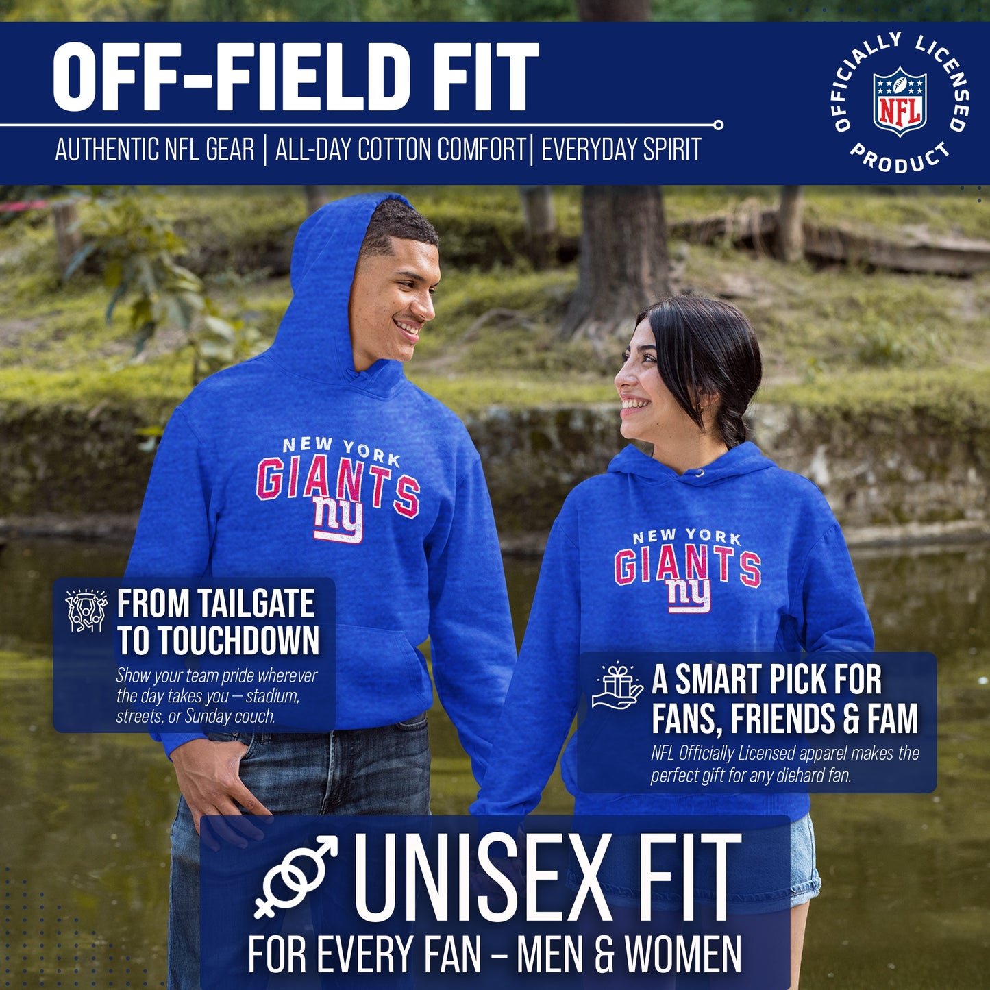 New York Giants NFL Adult Unisex Starting Fresh Ultra Soft Fleece Hooded Sweatshirt - Royal
