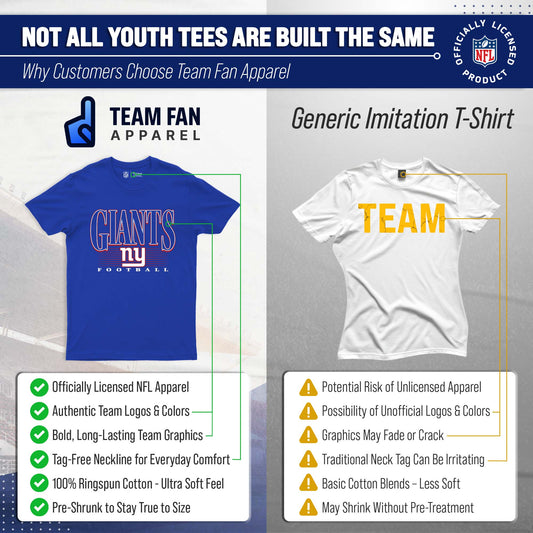 New York Giants NFL Youth Overtime Blueprint Football T-Shirt Unisex Tag Free Comfortable - Royal