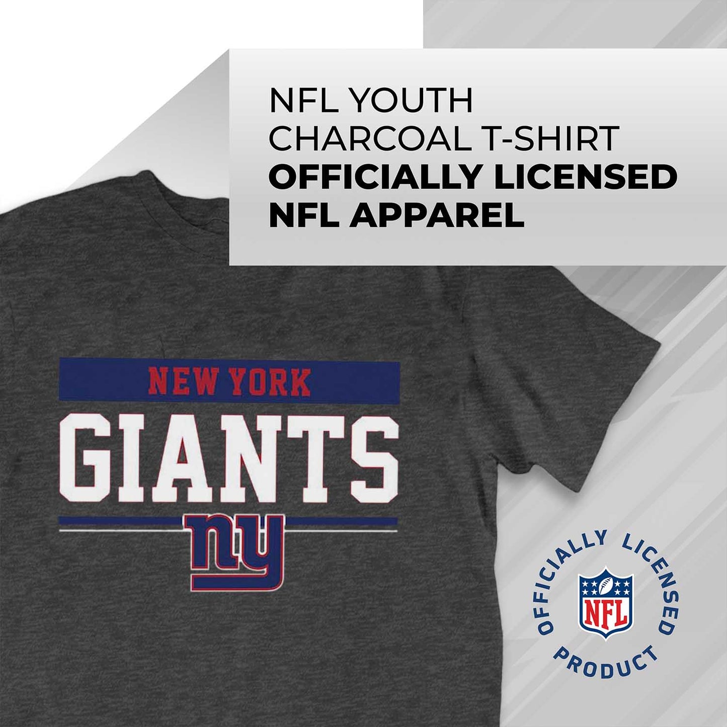 New York Giants NFL Youth Short Sleeve Charcoal T Shirt - Charcoal