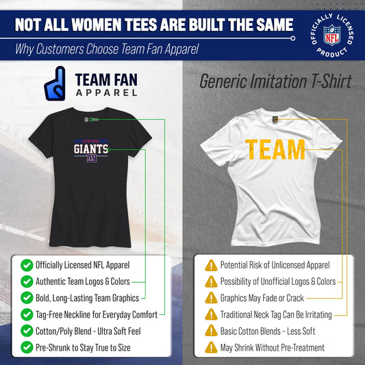New York Giants NFL Women's Team Block Charcoal Tagless T-Shirt - Charcoal