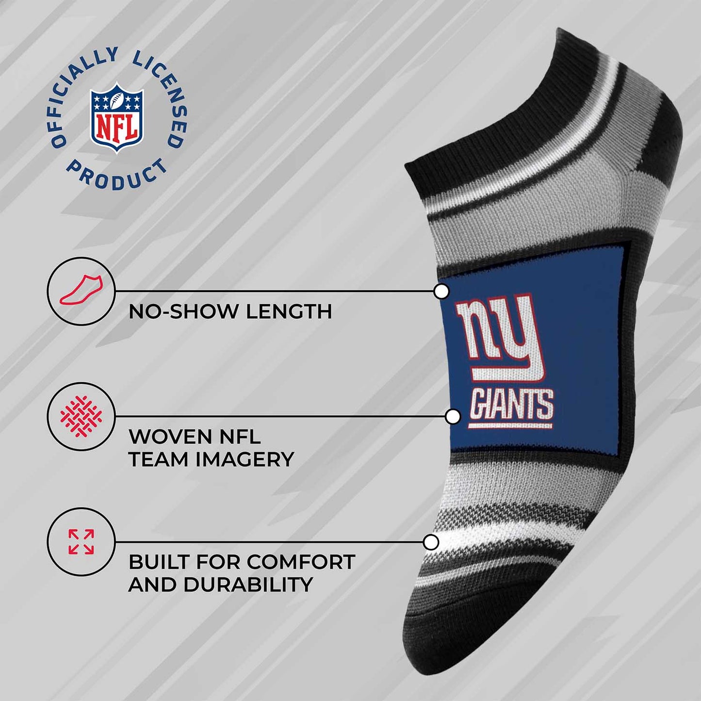 New York Giants NFL Adult Marquis Addition No Show Socks - Royal