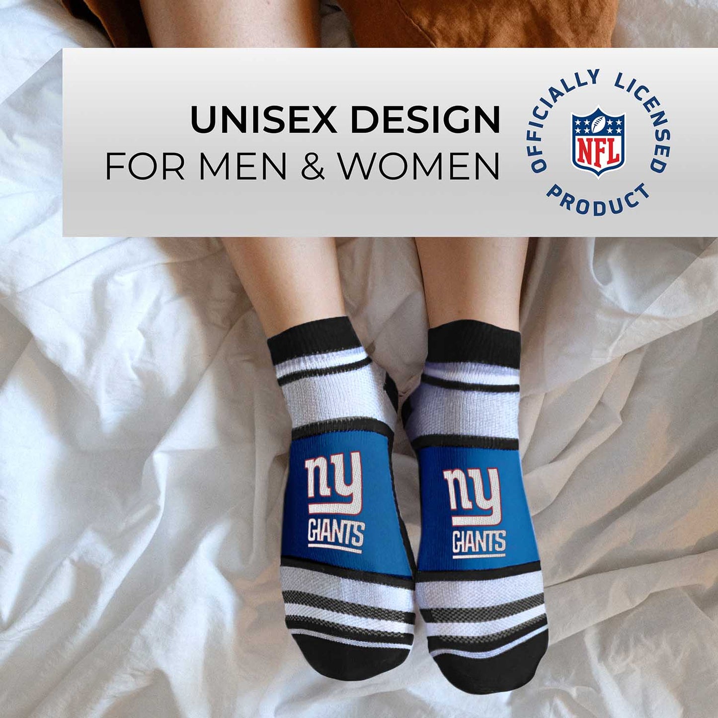 New York Giants NFL Adult Marquis Addition No Show Socks - Royal