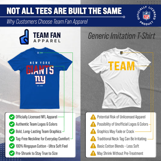 New York Giants Adult NFL Diagonal Fade Color Block T-Shirt - Royal