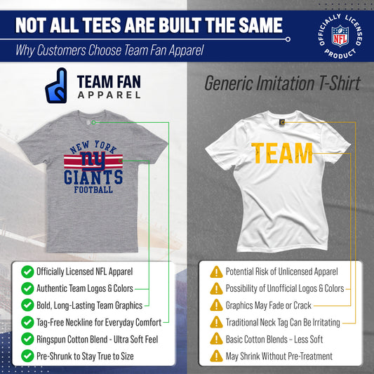 New York Giants NFL Adult Short Sleeve Team Stripe Tee - Sport Gray