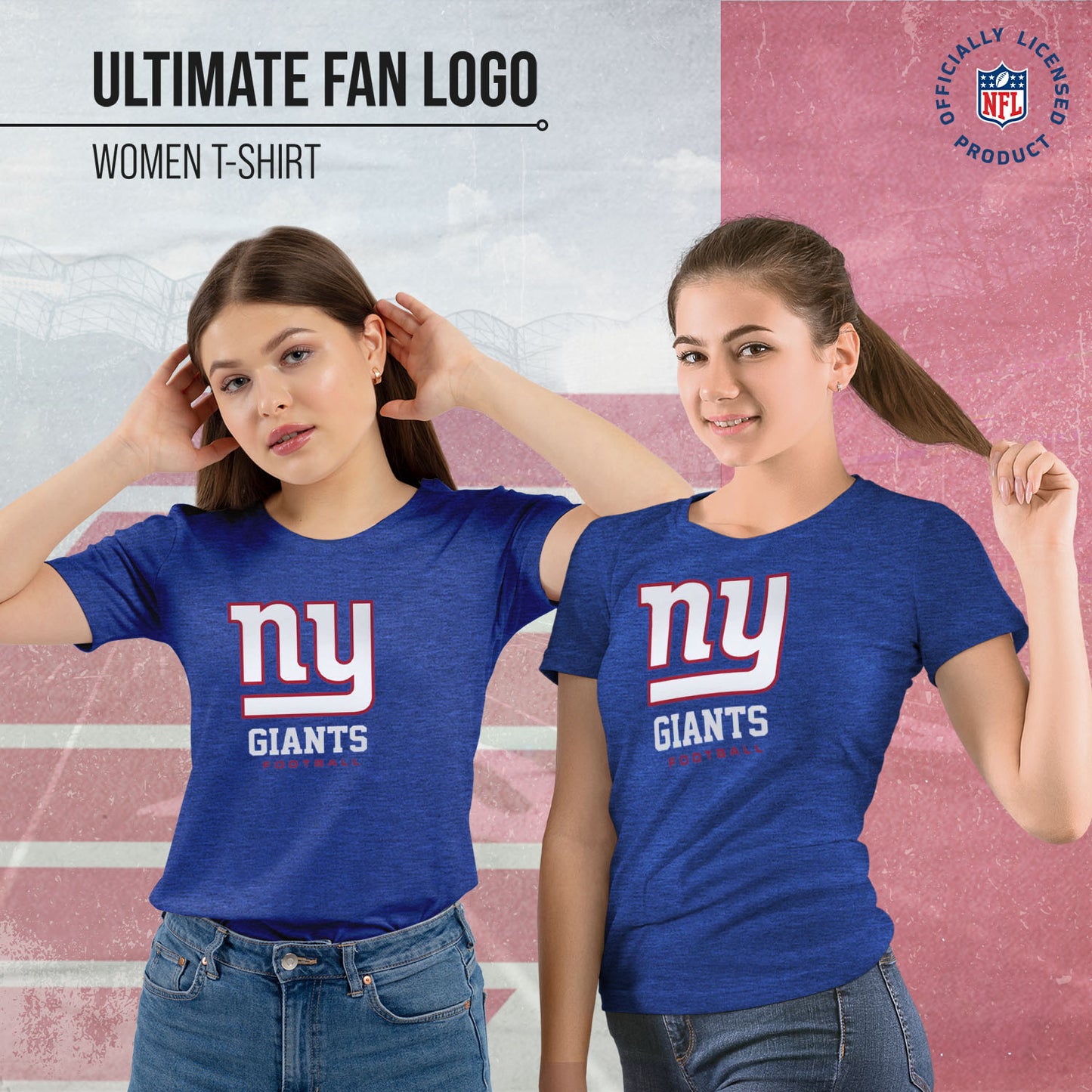 New York Giants Women's NFL Ultimate Fan Logo Short Sleeve T-Shirt - Royal