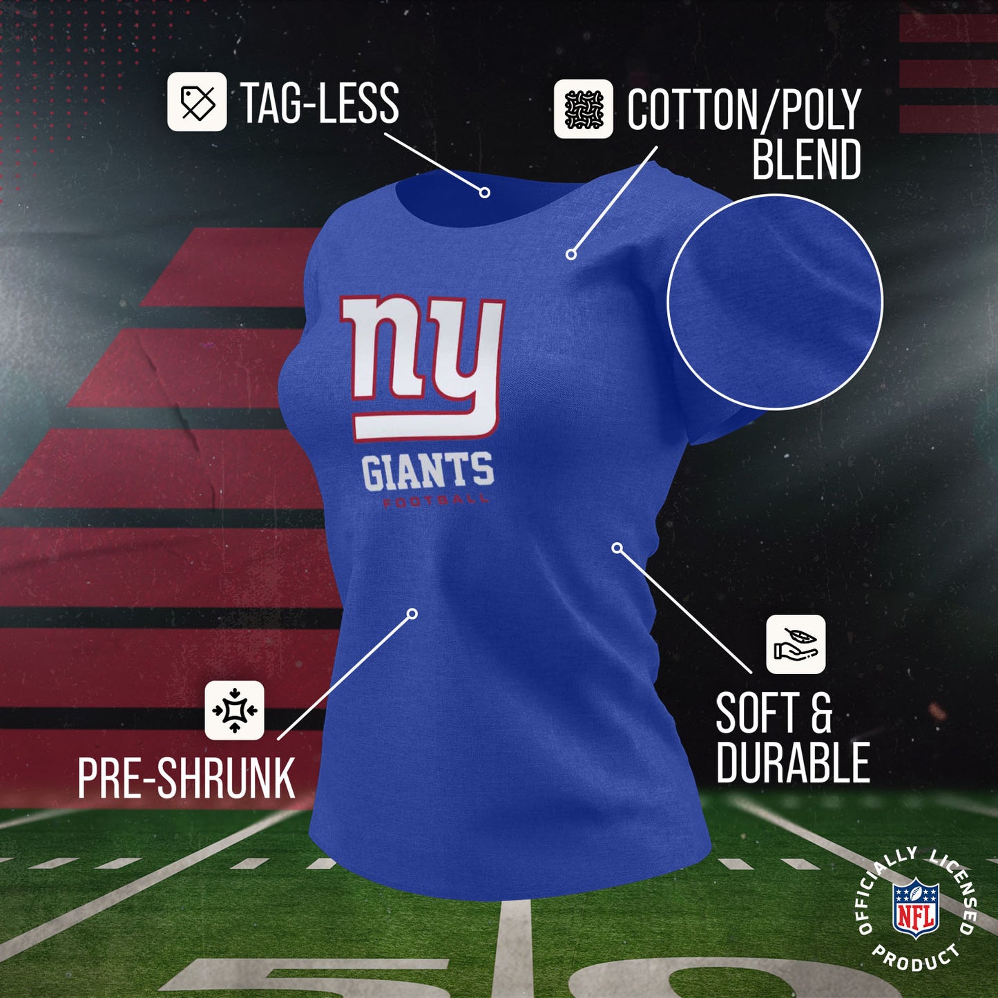 New York Giants Women's NFL Ultimate Fan Logo Short Sleeve T-Shirt - Royal