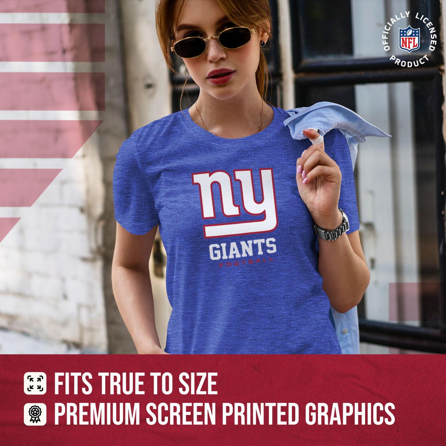 New York Giants Women's NFL Ultimate Fan Logo Short Sleeve T-Shirt - Royal
