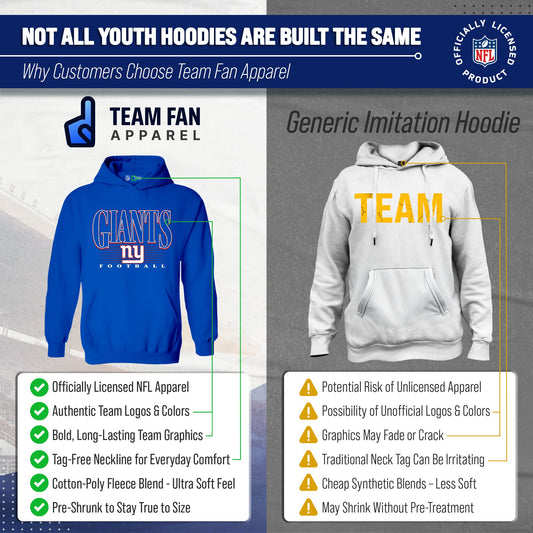 New York Giants NFL Youth Overtime Blueprint Football Fleece Hooded Sweatshirt - Royal