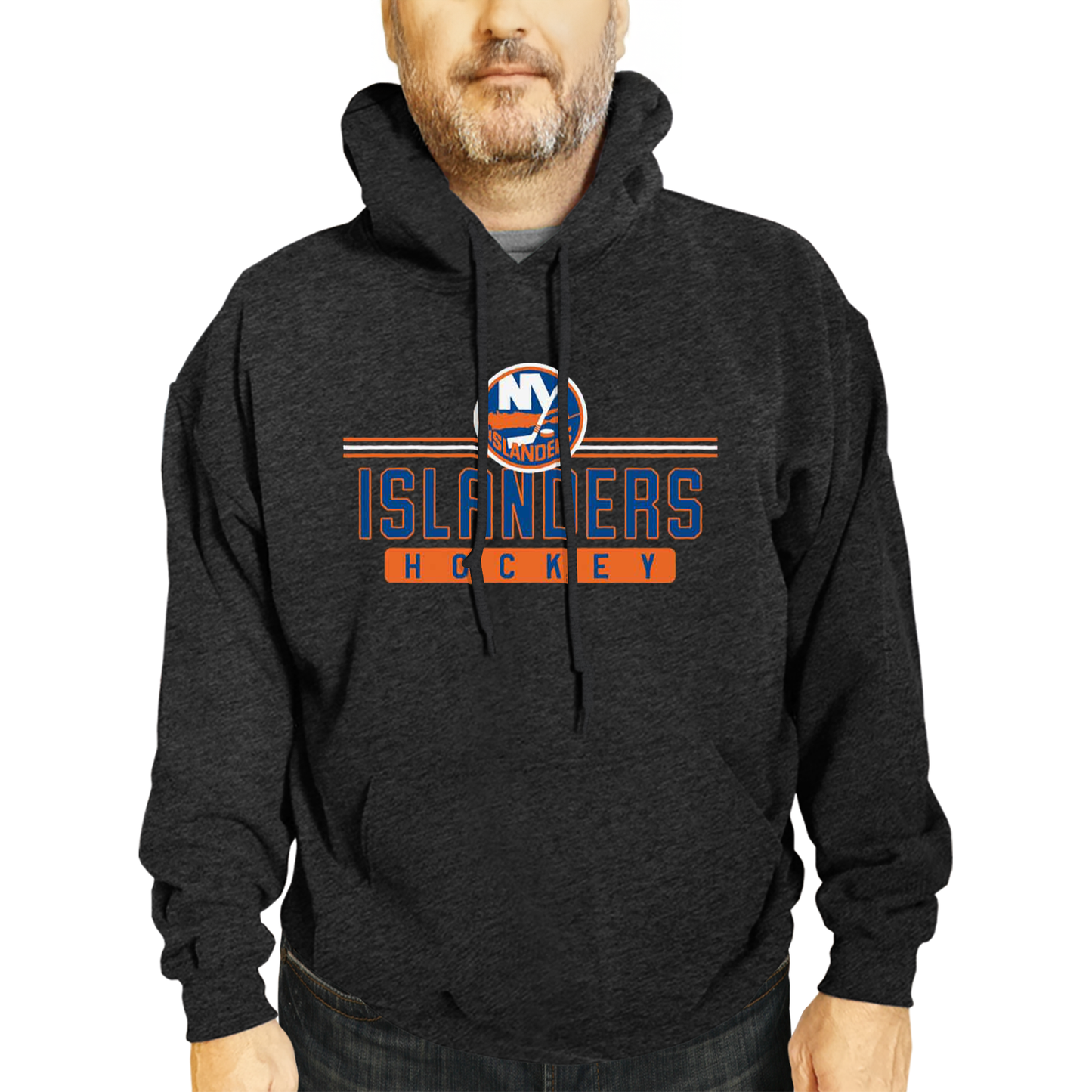 New York Islanders NHL Adult Heather Charcoal True Fan Hooded Sweatshirt Unisex - Charcoal