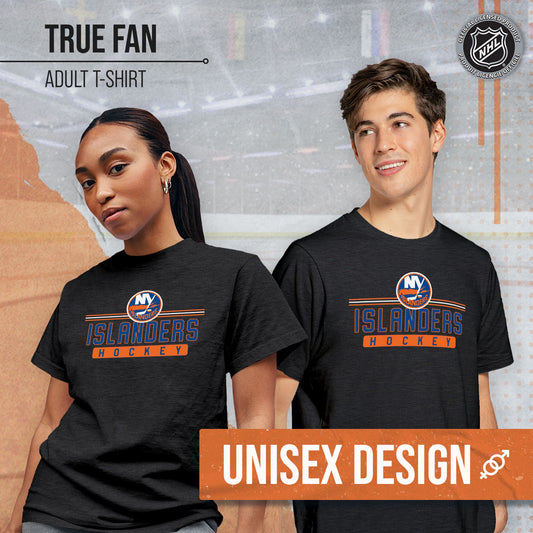 New York Islanders Adult NHL Heather Charcoal True Fan Hockey T-Shirt - Charcoal