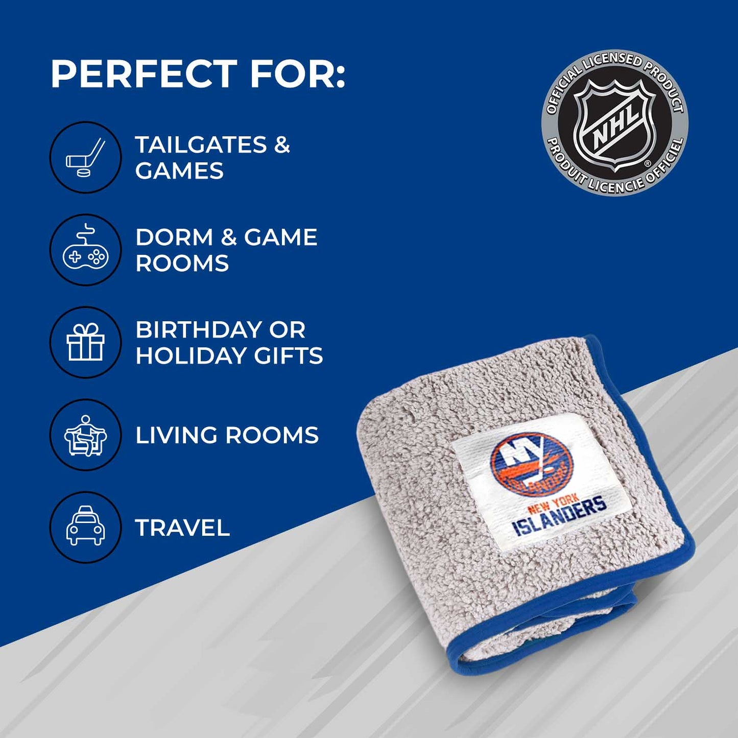 New York Islanders NHL Silk Touch Sherpa Throw Blanket - Royal