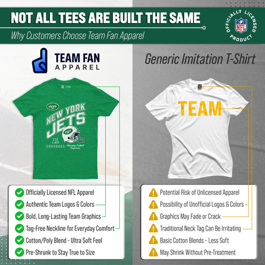 New York Jets NFL Adult Distressed Helmet Tag-Less T-Shirt - Kelly Green Heather