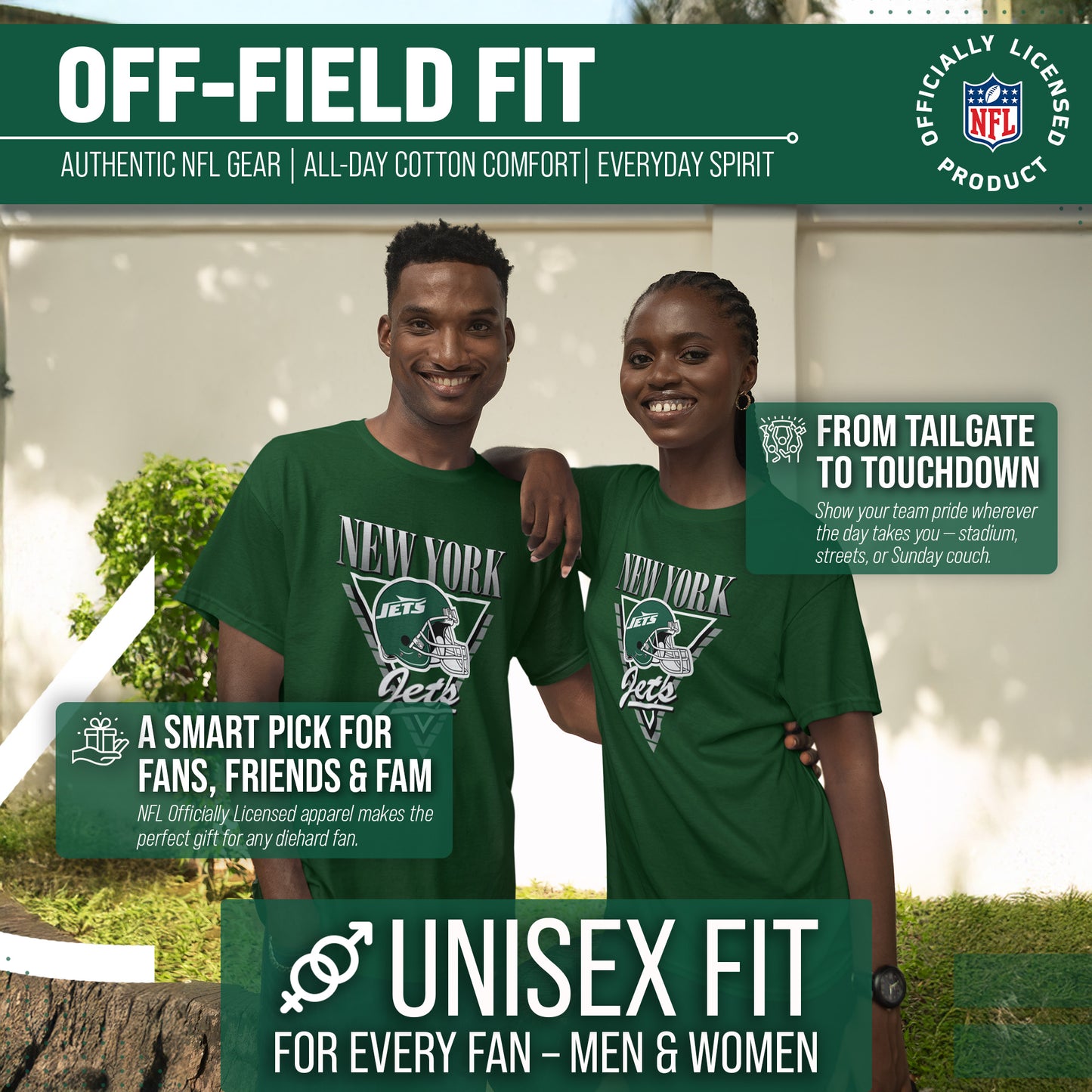 New York Jets NFL Adult Retro Triangle Unisex T-Shirt - Forest Green