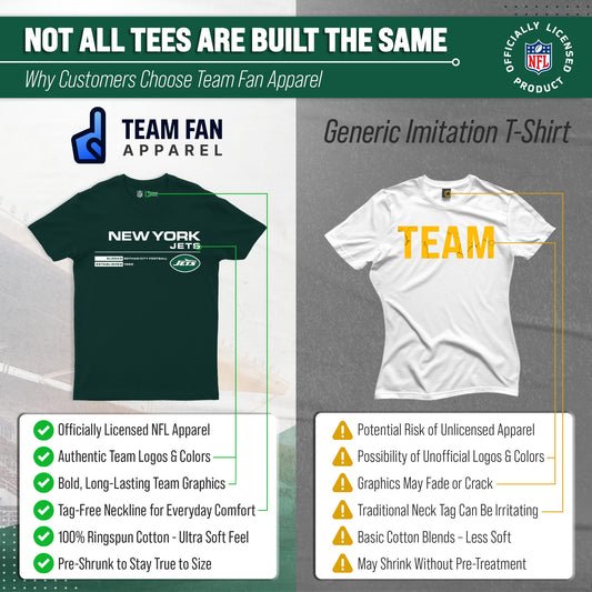 New York Jets Adult NFL Speed Stat Sheet T-Shirt - Forest Green
