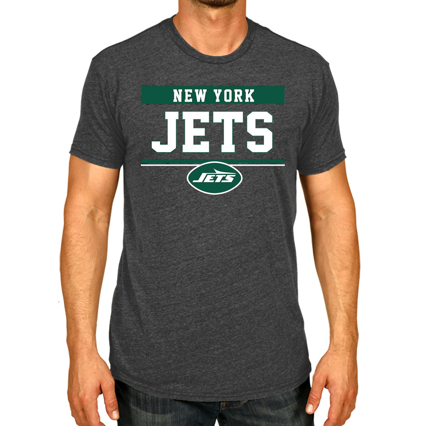 New York Jets NFL Adult Team Block Tagless T-Shirt - Charcoal