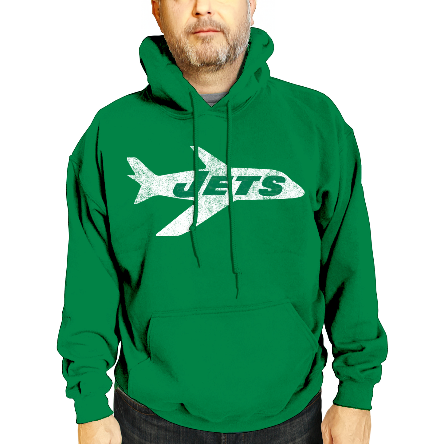 New York Jets NFL Adult Unisex Modern Throwback Ultra Soft Fleece Hooded Sweatshirt - Kelly Green