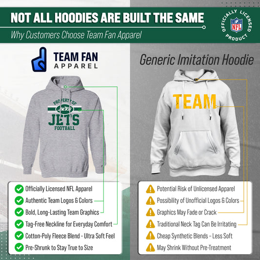 New York Jets NFL Adult Property Of Hooded Sweatshirt - Sport Gray