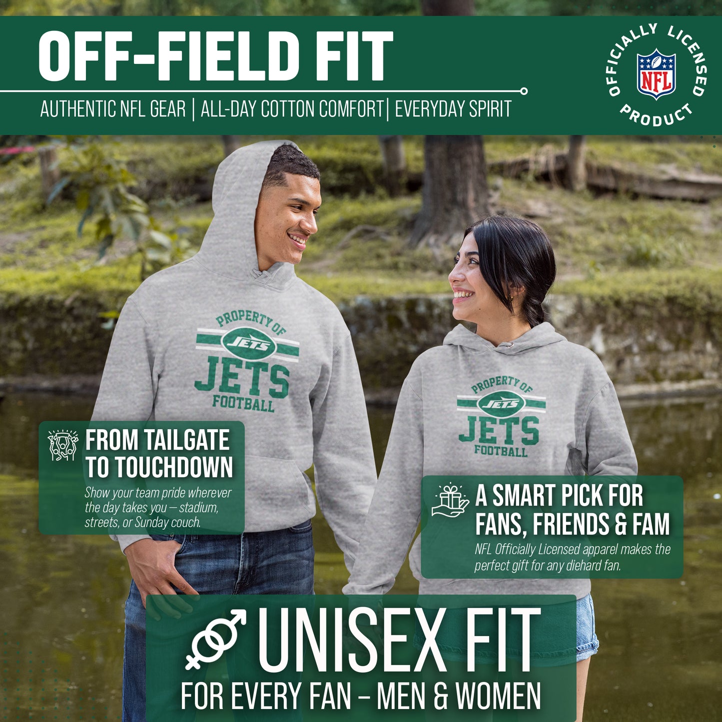 New York Jets NFL Adult Property Of Hooded Sweatshirt - Sport Gray