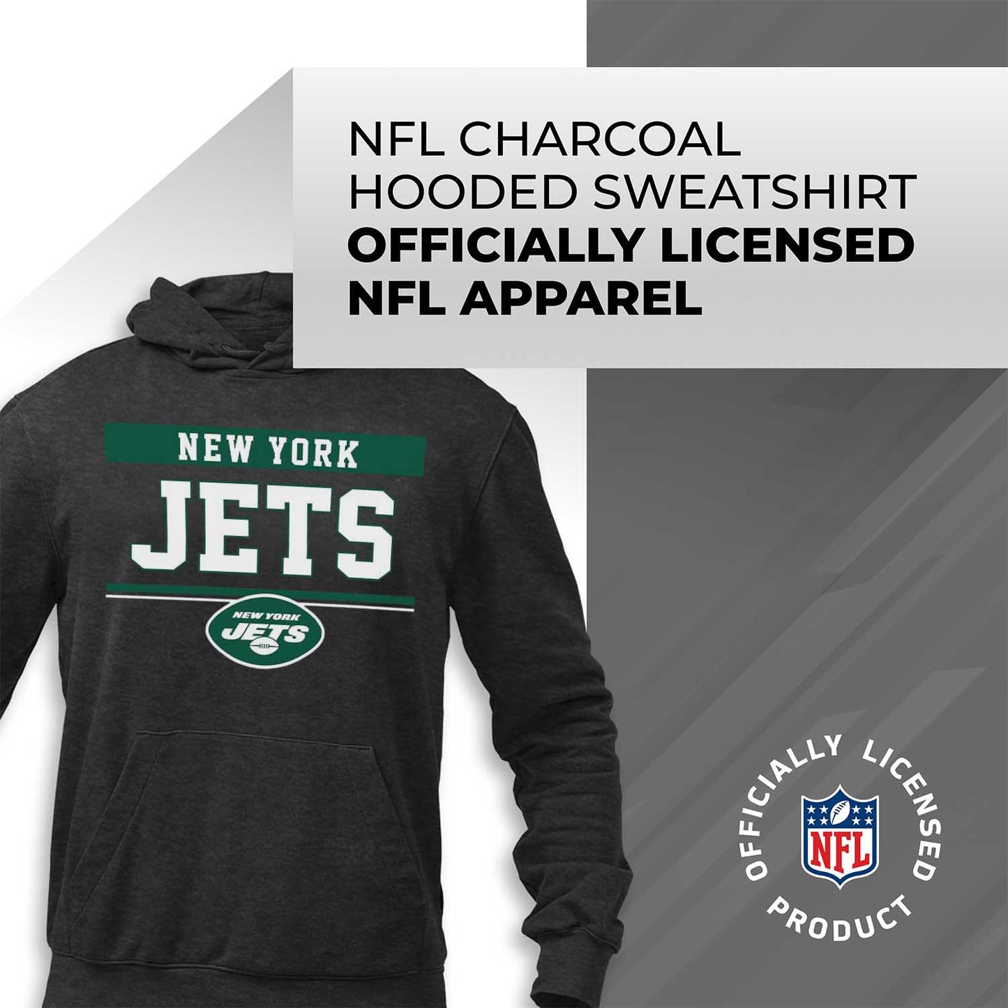 New York Jets NFL Adult Gameday Charcoal Hooded Sweatshirt - Charcoal