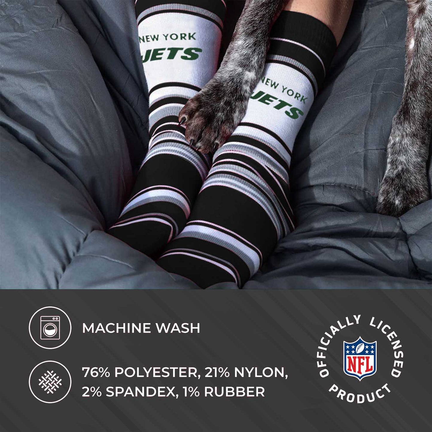 New York Jets NFL Adult Striped Dress Socks - Black