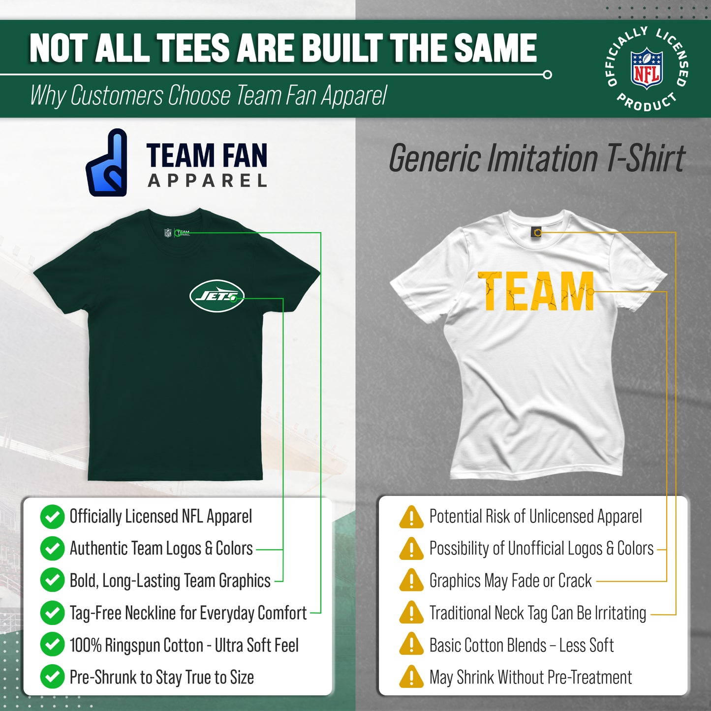 New York Jets NFL Pro Football Final Countdown Adult Cotton-Poly Short Sleeved T-Shirt For Men & Women - Green