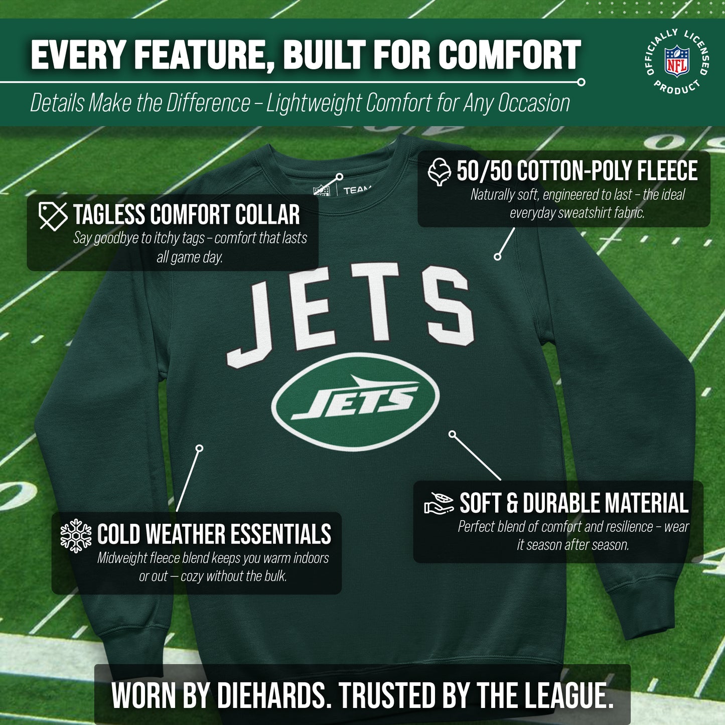 New York Jets NFL Home Team Crew - Forest Green