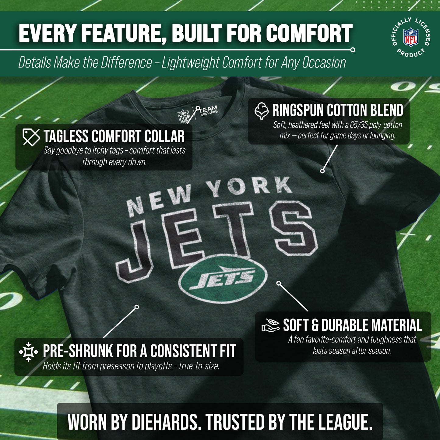 New York Jets NFL Starting Fresh Short Sleeve Heather T-Shirt - Green