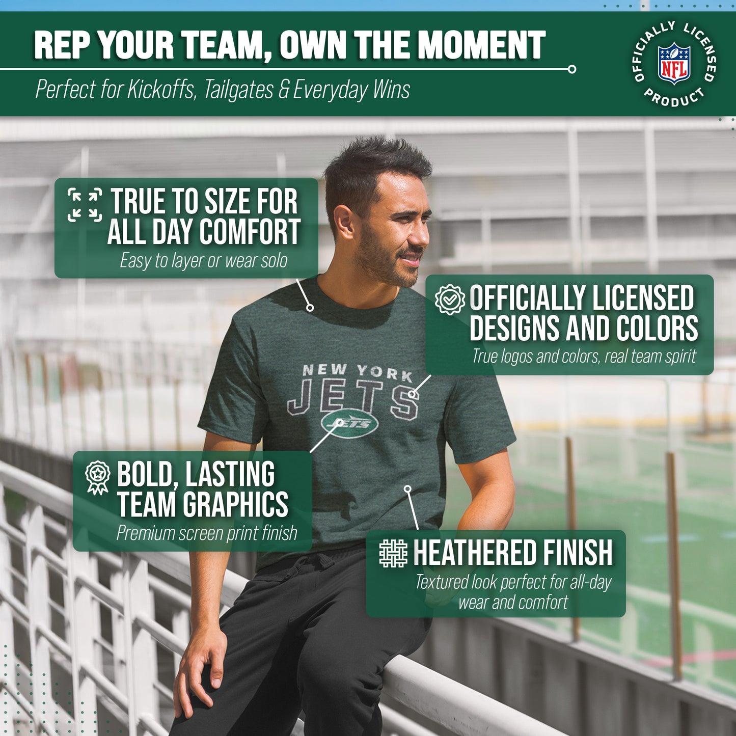 New York Jets NFL Starting Fresh Short Sleeve Heather T-Shirt - Green