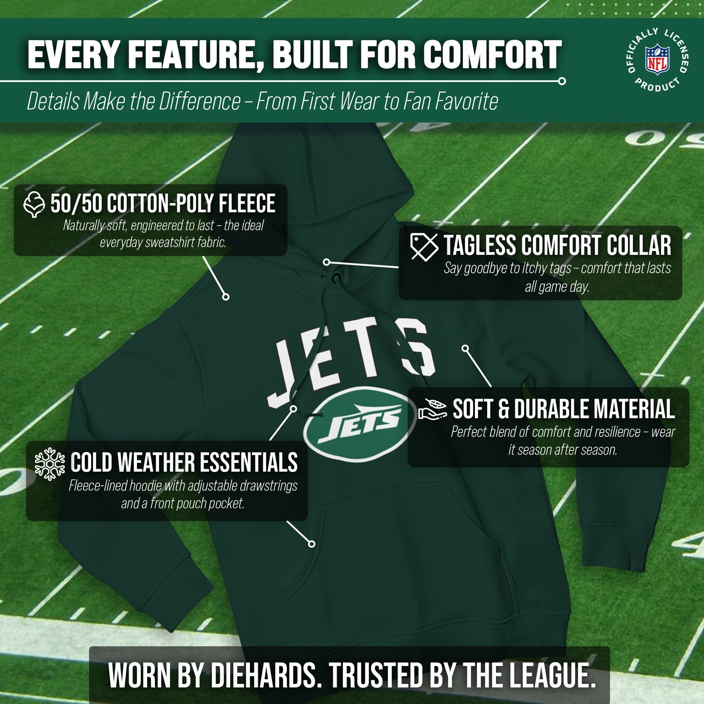 New York Jets NFL Home Team Hoodie - Forest Green