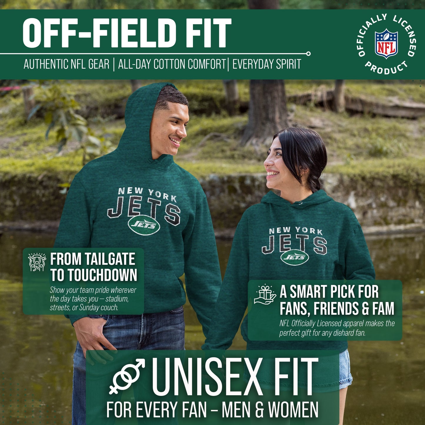 New York Jets NFL Adult Unisex Starting Fresh Ultra Soft Fleece Hooded Sweatshirt - Green