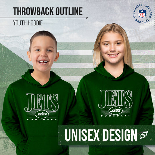 New York Jets NFL Youth Overtime Blueprint Football Fleece Hooded Sweatshirt - Forest Green
