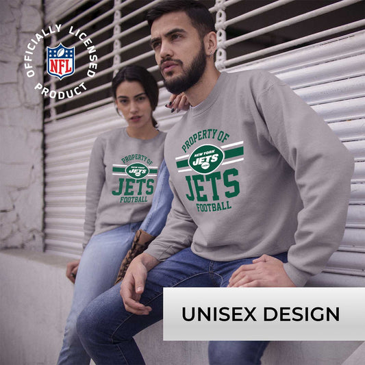 New York Jets NFL Adult Property Of Crewneck Fleece Sweatshirt - Sport Gray