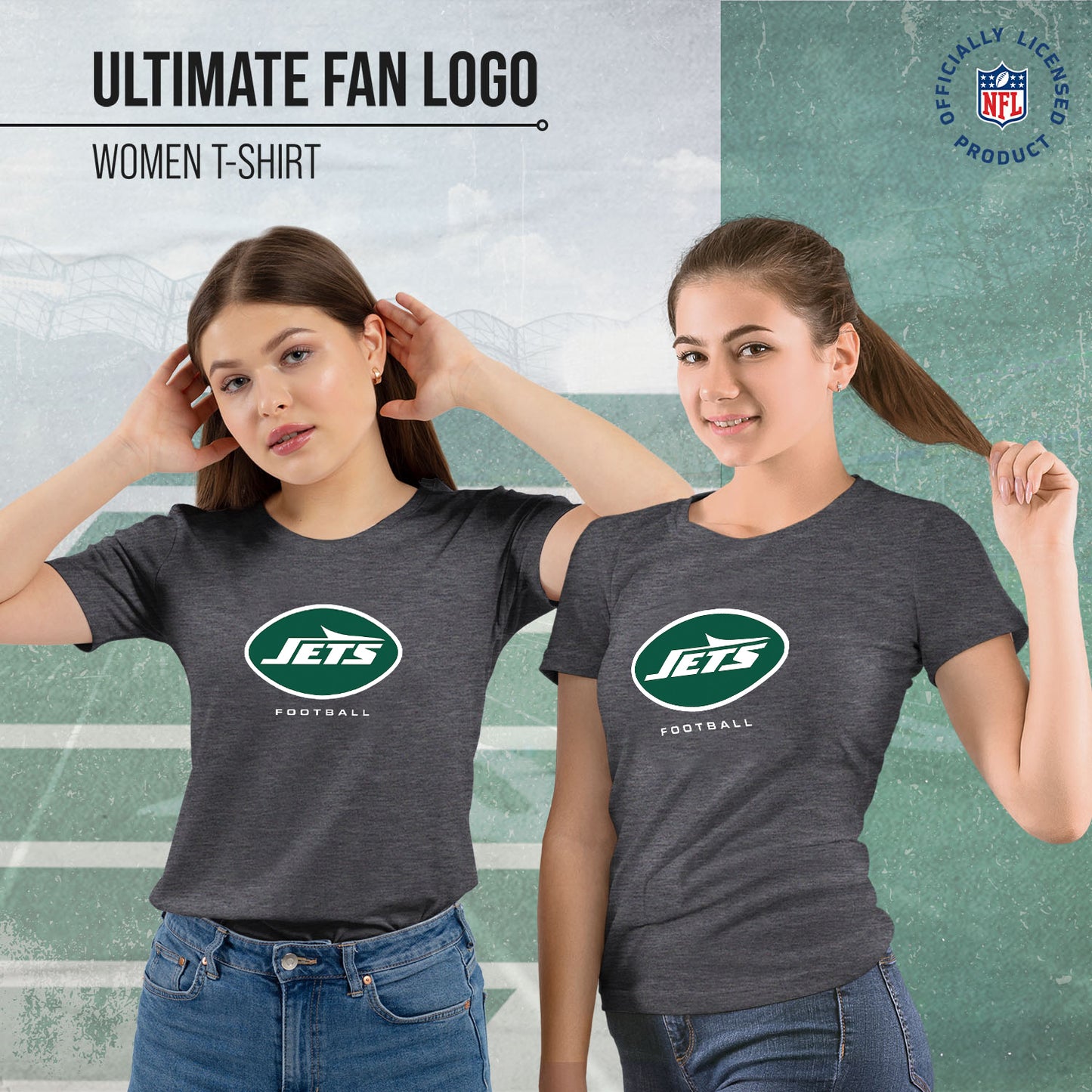 New York Jets Women's NFL Ultimate Fan Logo Short Sleeve T-Shirt - Charcoal