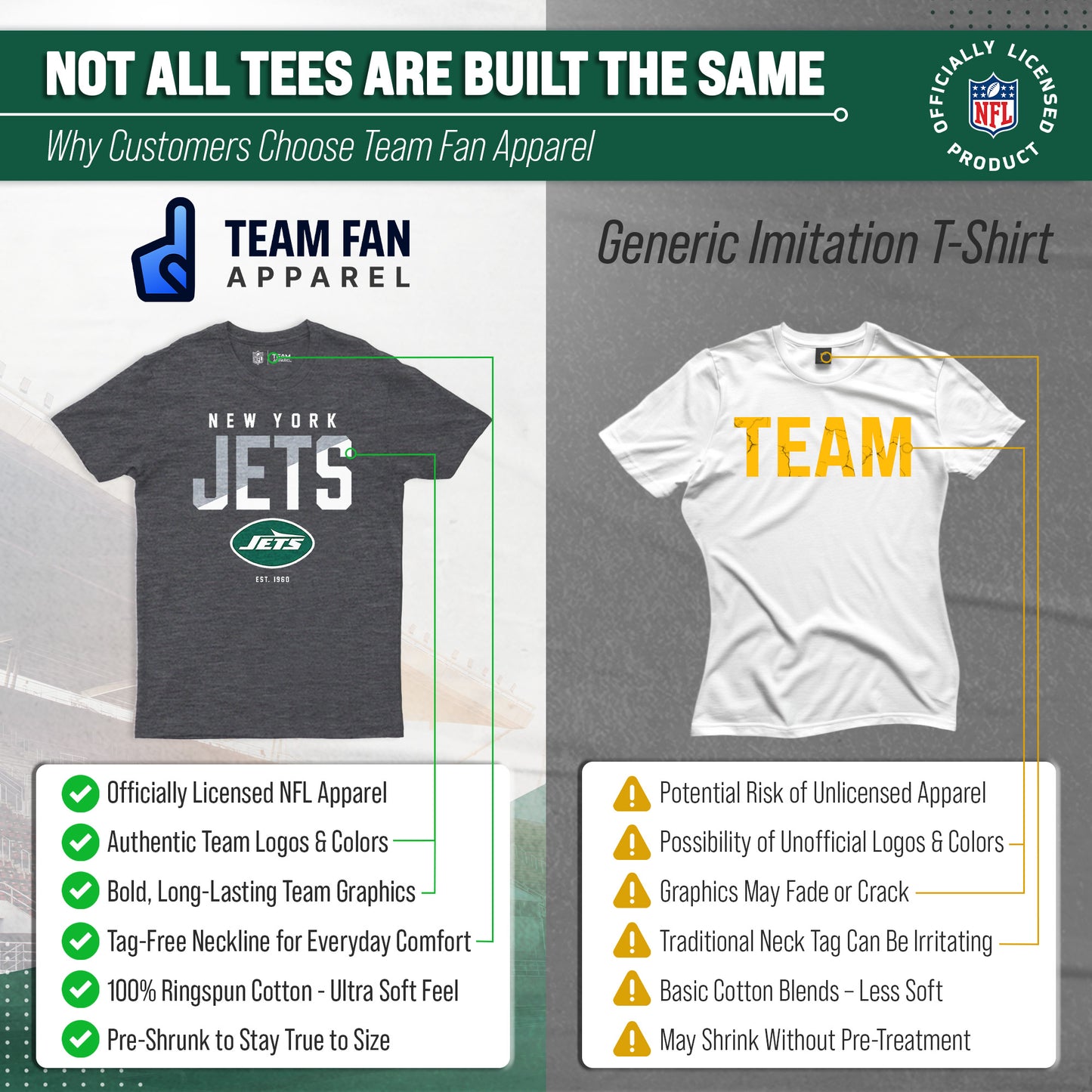New York Jets Adult NFL Diagonal Fade Color Block T-Shirt - Forest Green