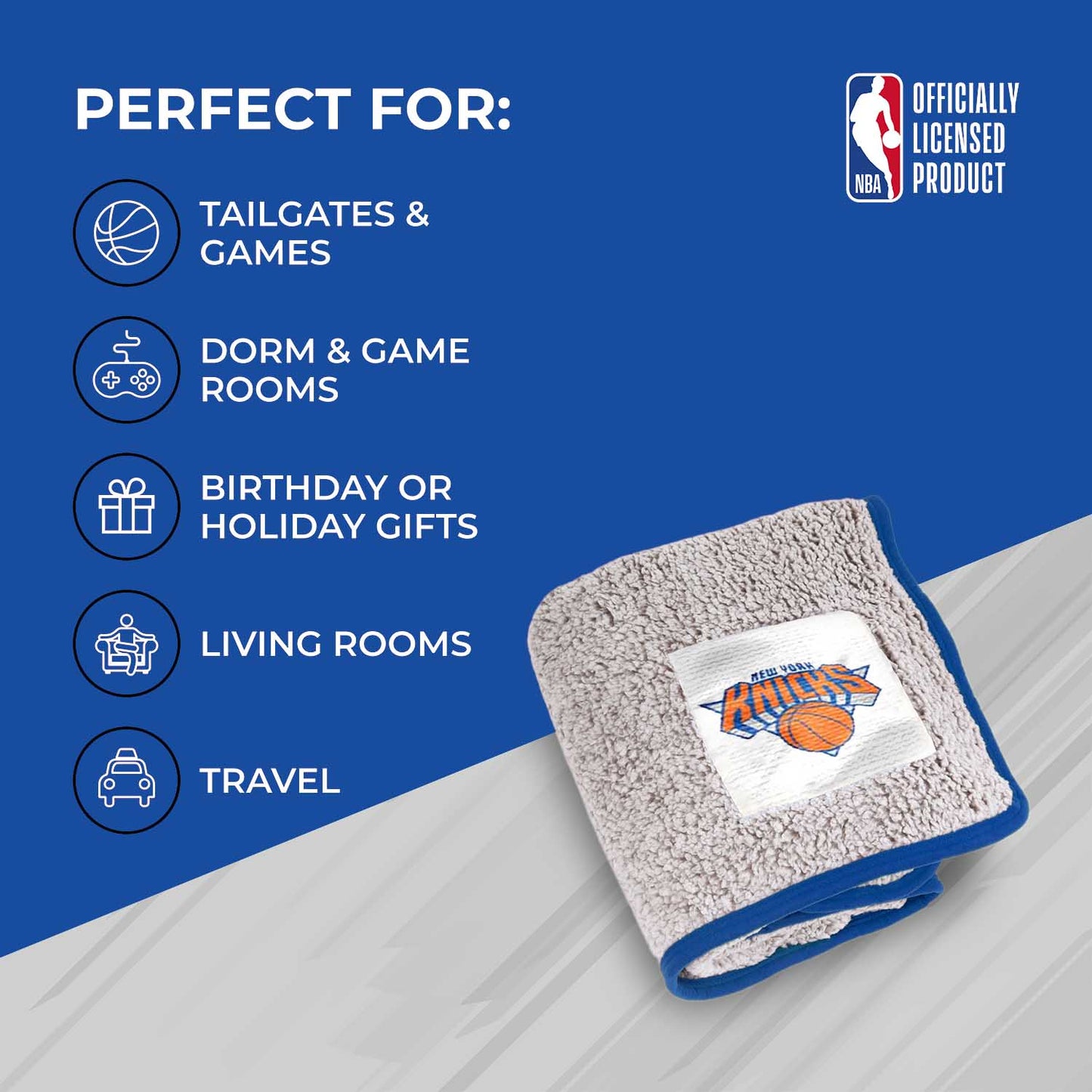 New York Knicks NBA Silk Touch Sherpa Throw Blanket - Blue