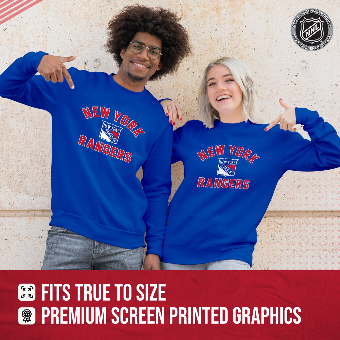 New York Rangers Adult NHL Gameday Crewneck Sweatshirt - Royal