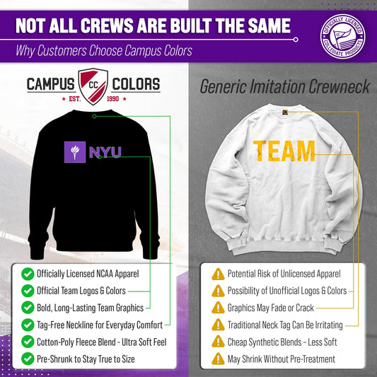 NYU Violets Campus Colors Adult Arch & Logo Soft Style Gameday Crewneck Sweatshirt  - Black