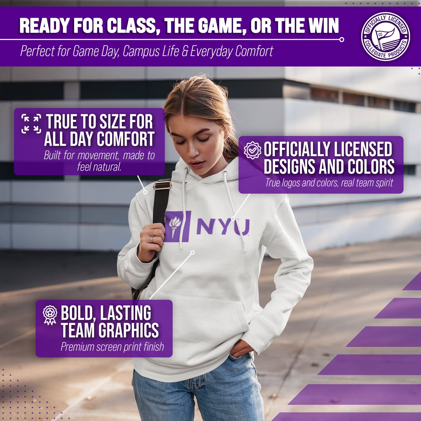 NYU Violets Adult Arch & Logo Soft Style Gameday Hooded Sweatshirt - White