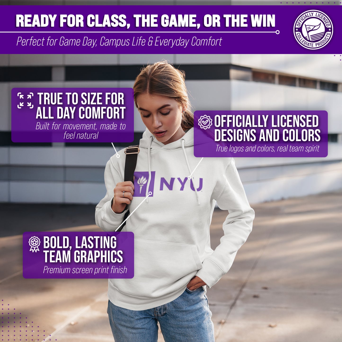 NYU Violets Adult Arch & Logo Soft Style Gameday Hooded Sweatshirt - White