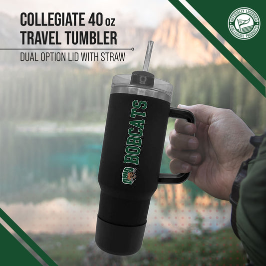 Ohio Bobcats College & University 40 oz Travel Tumbler With Handle - Black