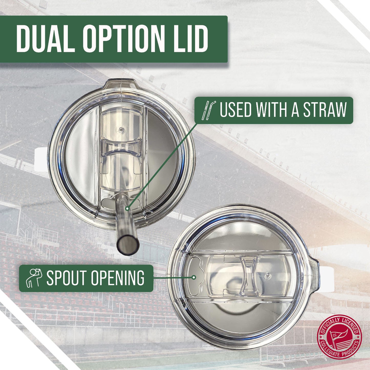 Ohio Bobcats NCAA Stainless Steel 20oz Roadie With Handle & Dual Option Lid With Straw - White