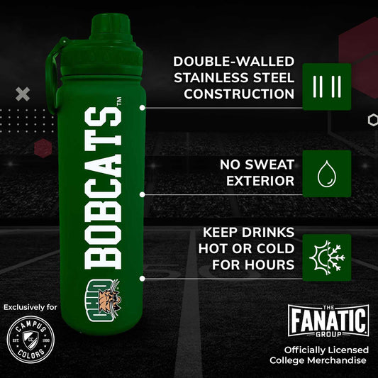 Ohio Bobcats NCAA Stainless Steel Water Bottle - Green