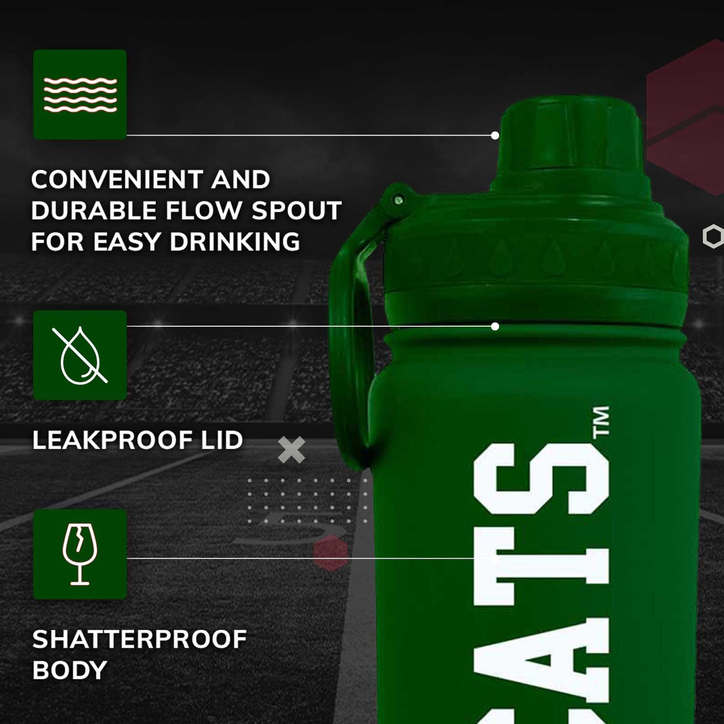 Ohio Bobcats NCAA Stainless Steel Water Bottle - Green