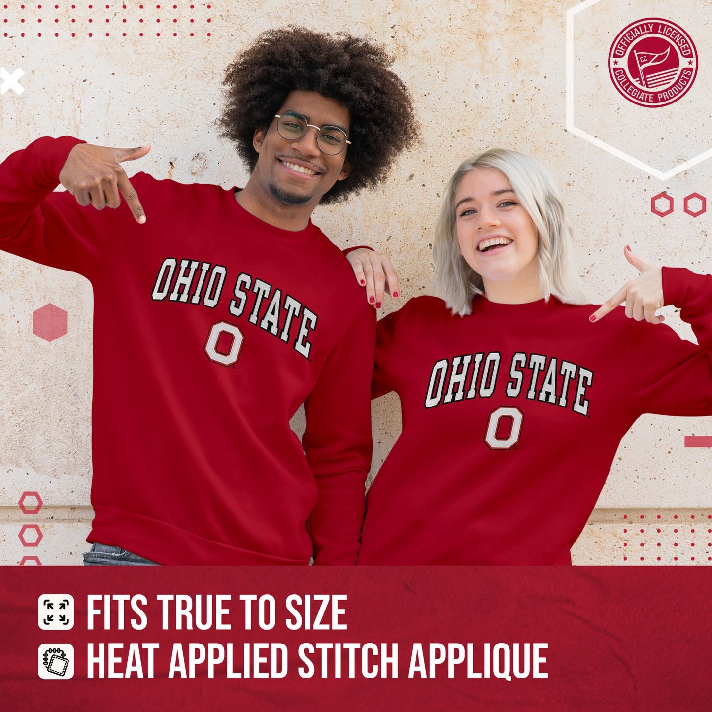 Ohio State Buckeyes NCAA Adult Tackle Twill Crewneck Sweatshirt - Red