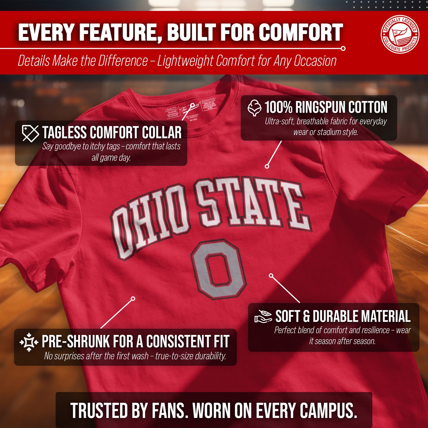 Ohio State Buckeyes NCAA Adult Gameday Cotton T-Shirt - Red