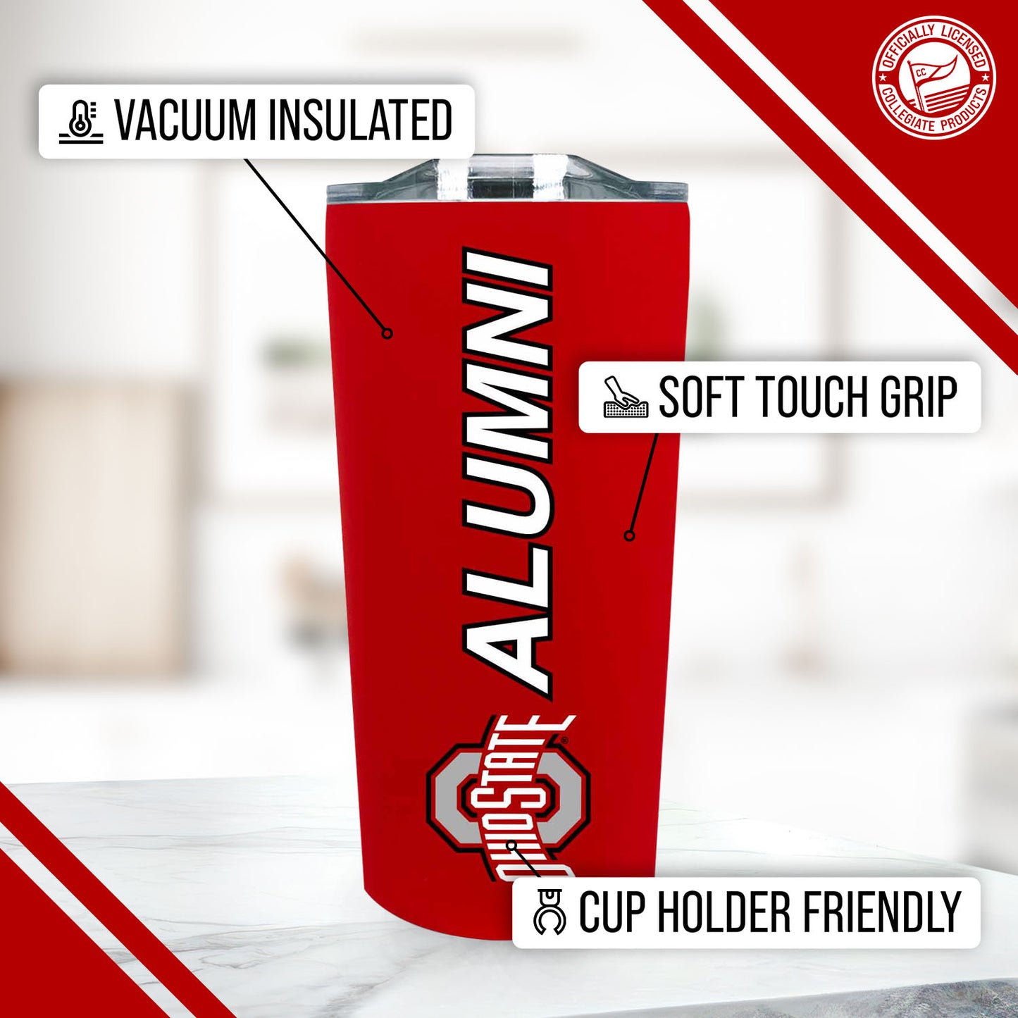 Ohio State Buckeyes Collegiate Stainless Steel Travel Tumbler for Alumni - Red