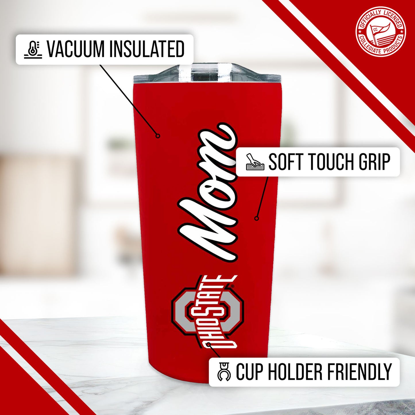 Ohio State Buckeyes NCAA Stainless Steel Travel Tumbler for Mom - Red